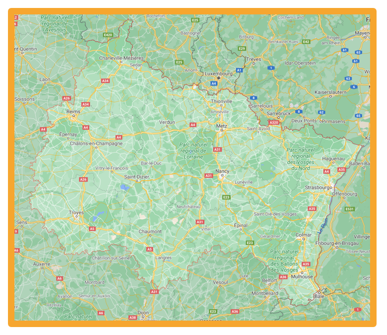 carte de la région Grand Est