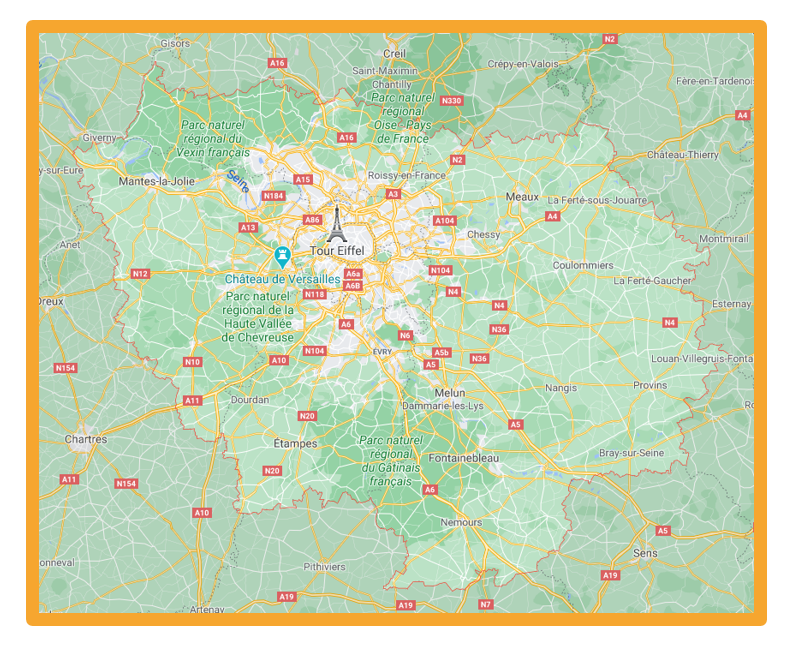 carte de la région Ile de France